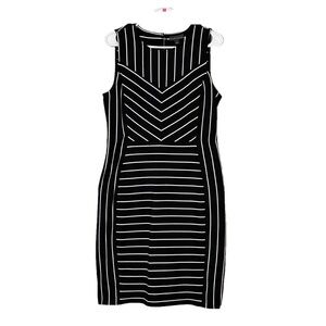 Bold Elements Bodycom Dress, Size L, Black & White Stripes